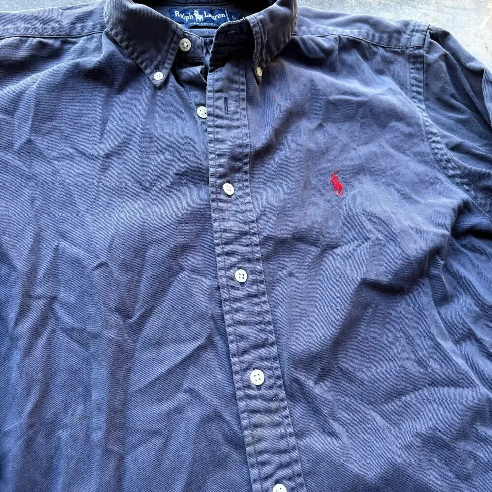 Vintage 90s Faded Polo Ralph Lauren‎ Cotton Shirt